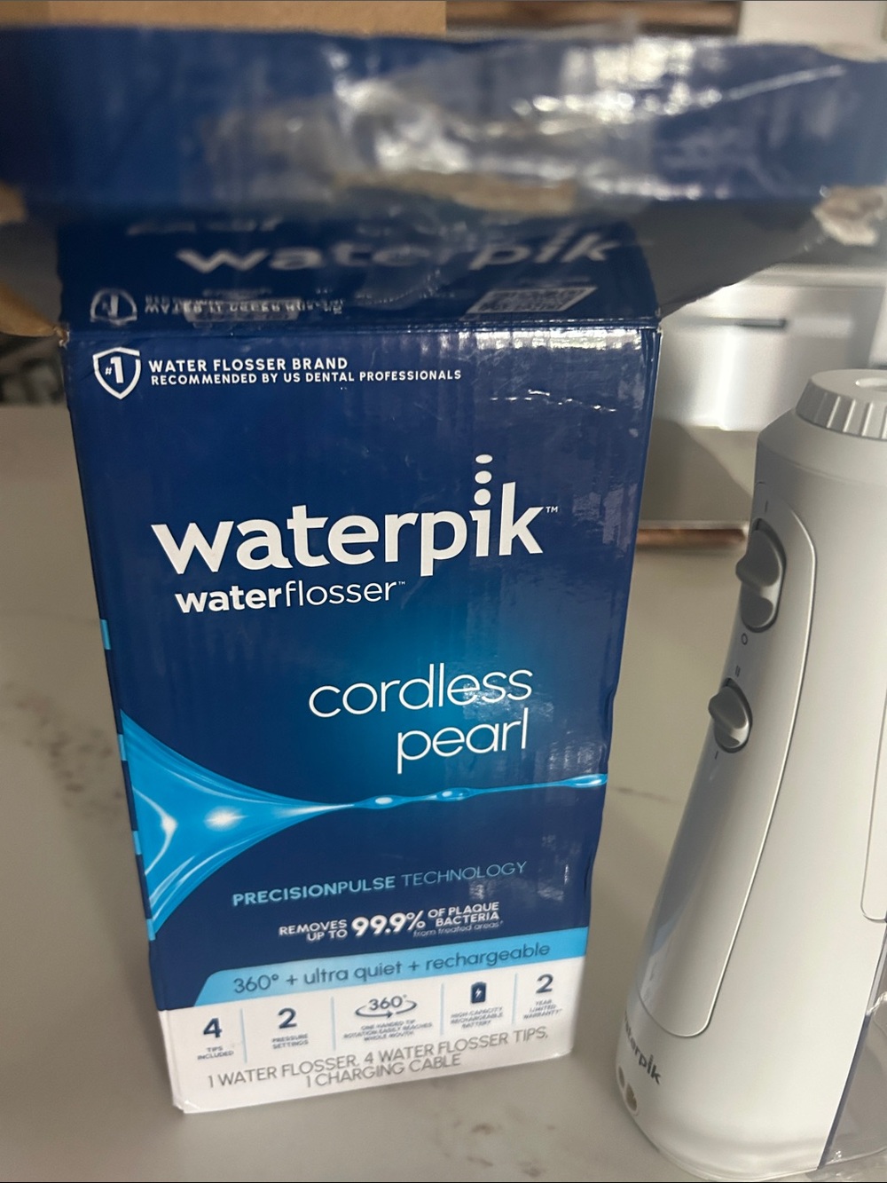 Waterpik Cordless Pearl Portable Water Flosser, Rechargeable, White